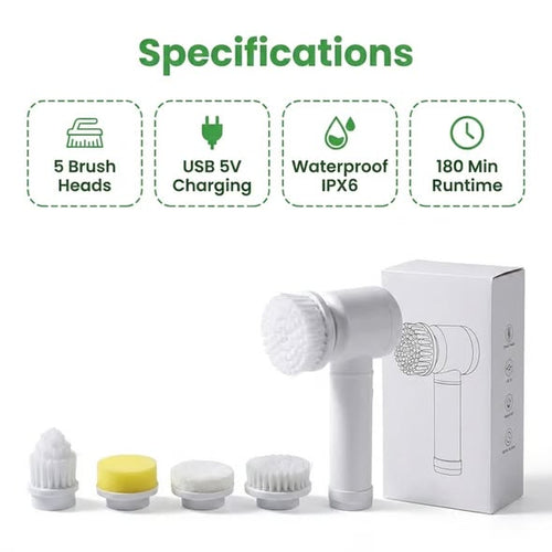 Cordless Electric Cleaning Brush — 5-in-1 Power Scrubber