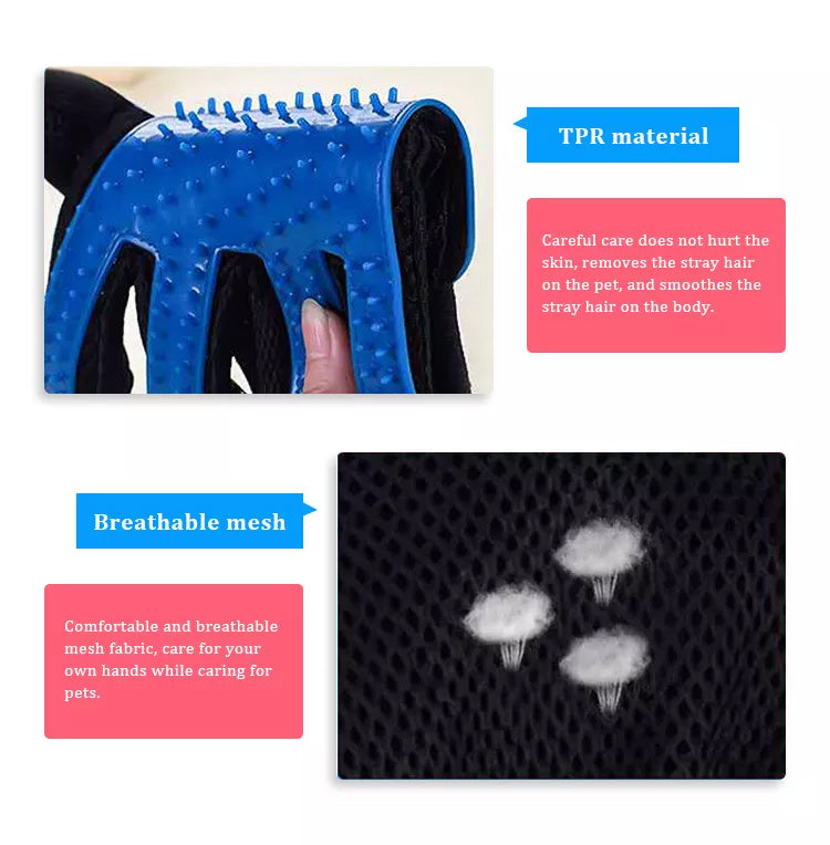 Pet Grooming Gloves for Cats & Dogs